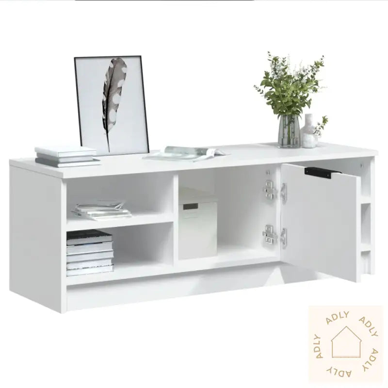 Tv-Benk Hvit 102X35,5X36,5 Cm Konstruert Tre