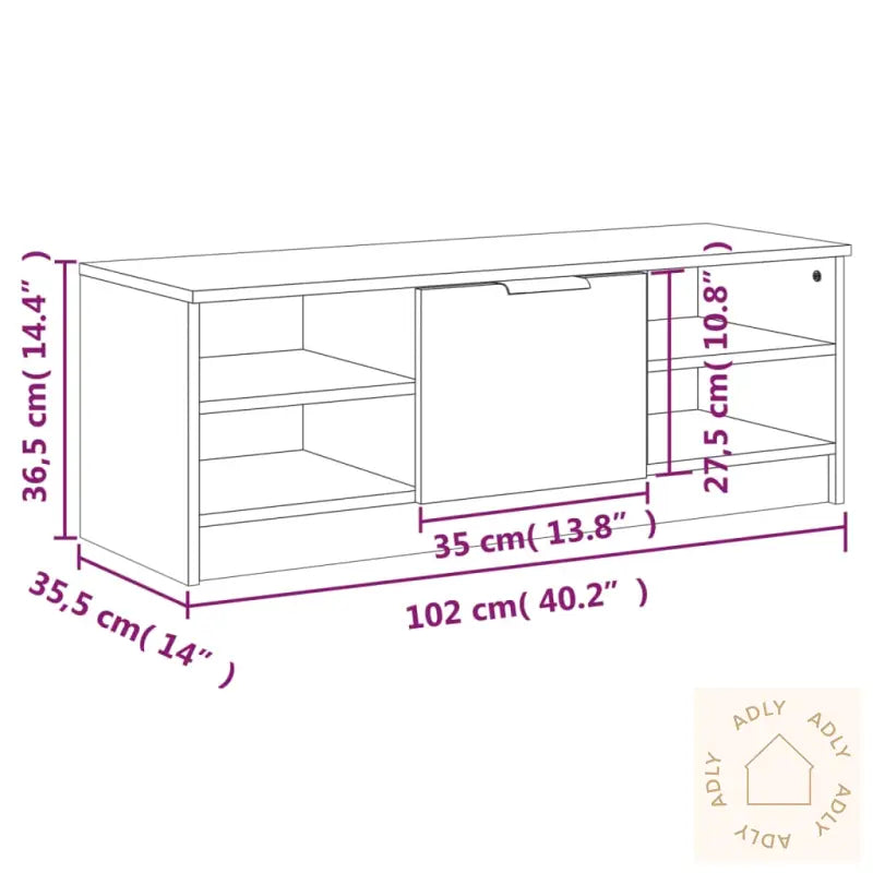 Tv-Benk Hvit 102X35,5X36,5 Cm Konstruert Tre