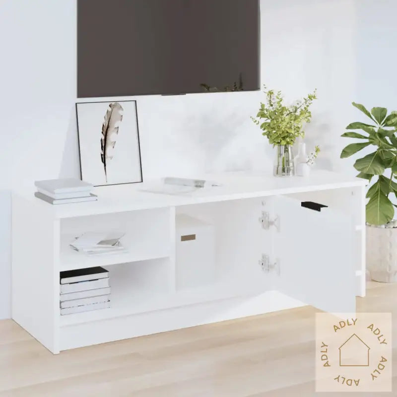 Tv-Benk Hvit 102X35,5X36,5 Cm Konstruert Tre