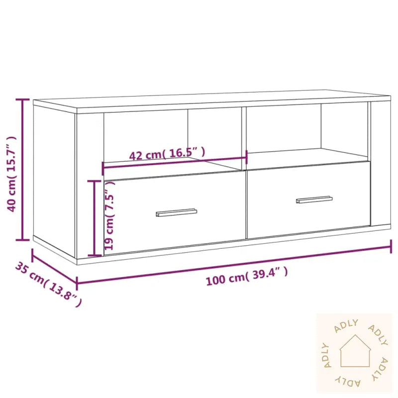 Tv-Benk Røkt Eik 100X35X40 Cm Konstruert Tre