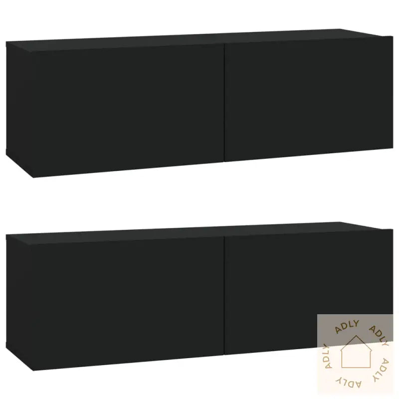 Tv-Benksett 5 Deler Svart Konstruert Tre