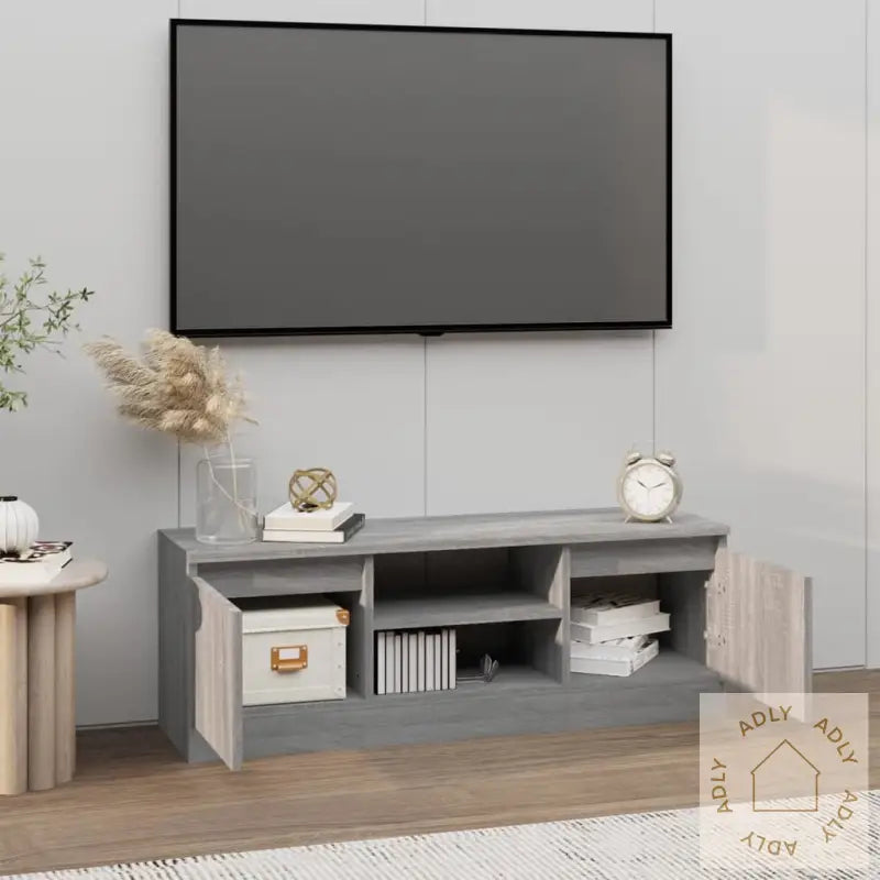 Tv-Benk Med Dør Grå Sonoma 102X30X36 Cm