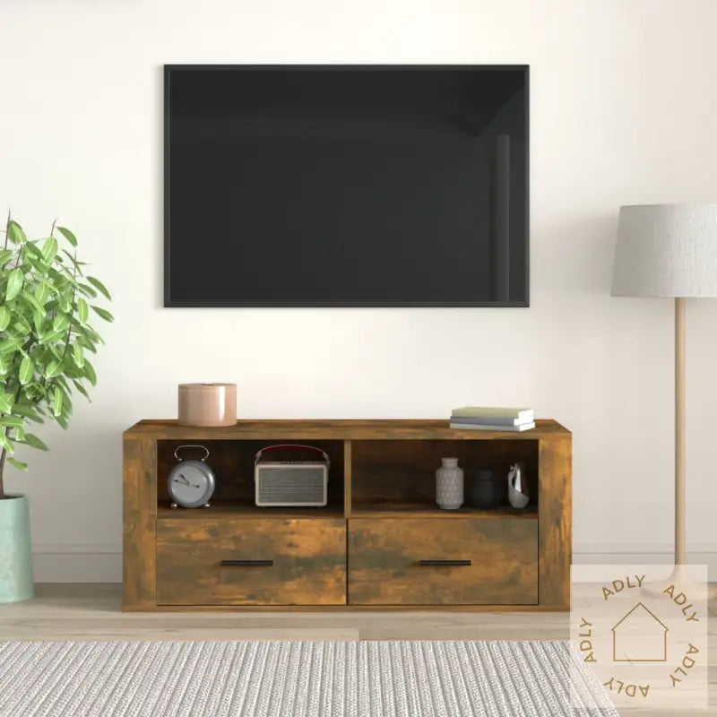 Tv-Benk Røkt Eik 100X35X40 Cm Konstruert Tre