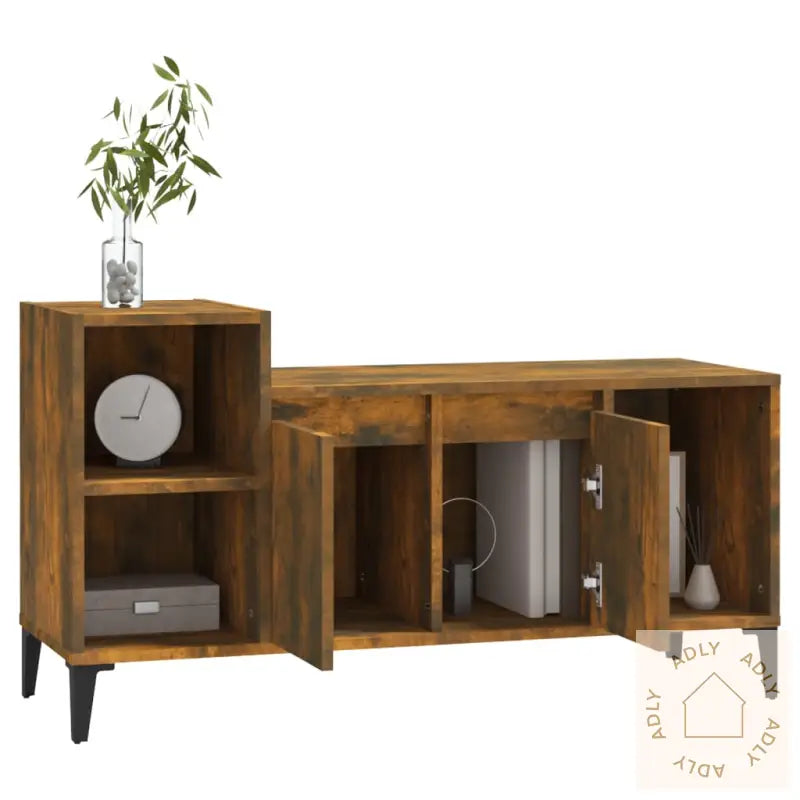 Tv-Benk Røkt Eik 100X35X55 Cm Konstruert Tre