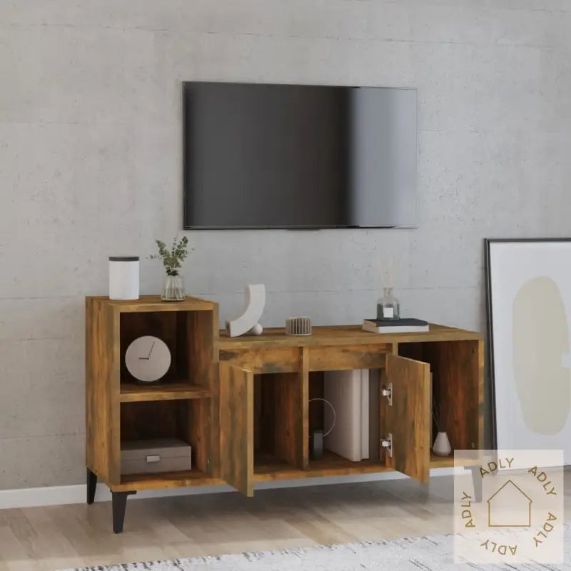 Tv-Benk Røkt Eik 100X35X55 Cm Konstruert Tre