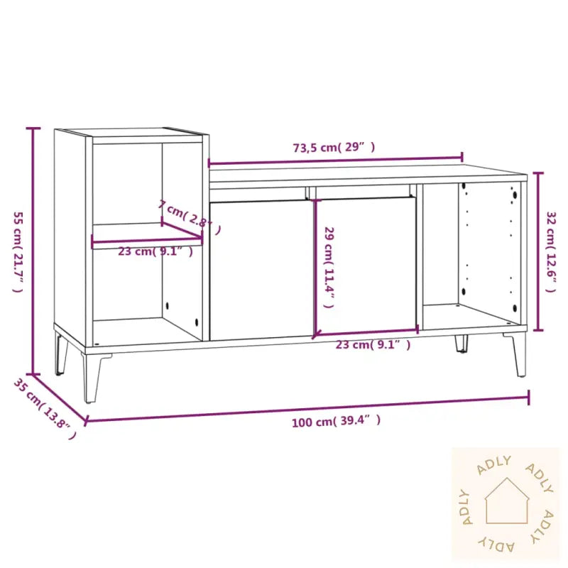 Tv-Benk Røkt Eik 100X35X55 Cm Konstruert Tre