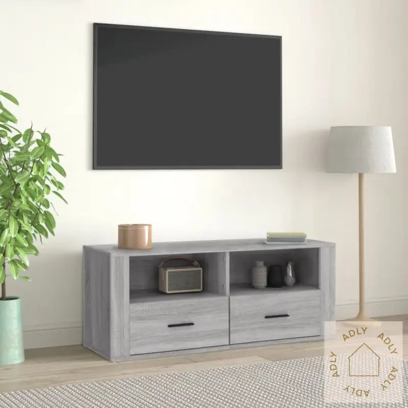 Tv-Benk Grå Sonoma 100X35X40 Cm Konstruert Tre