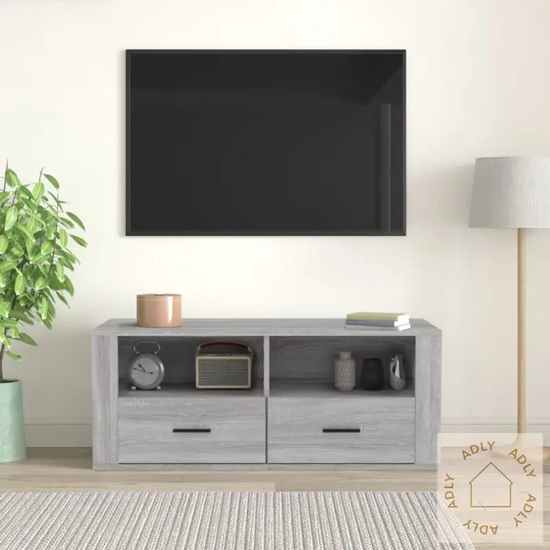 Tv-Benk Grå Sonoma 100X35X40 Cm Konstruert Tre