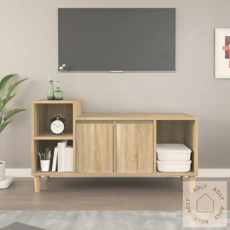 Tv-Benk Sonoma Eik 100X35X55 Cm Konstruert Tre