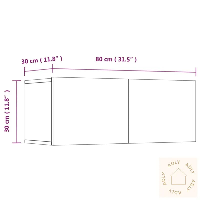 Tv-Skapsett 4 Deler Betonggrå Konstruert Tre