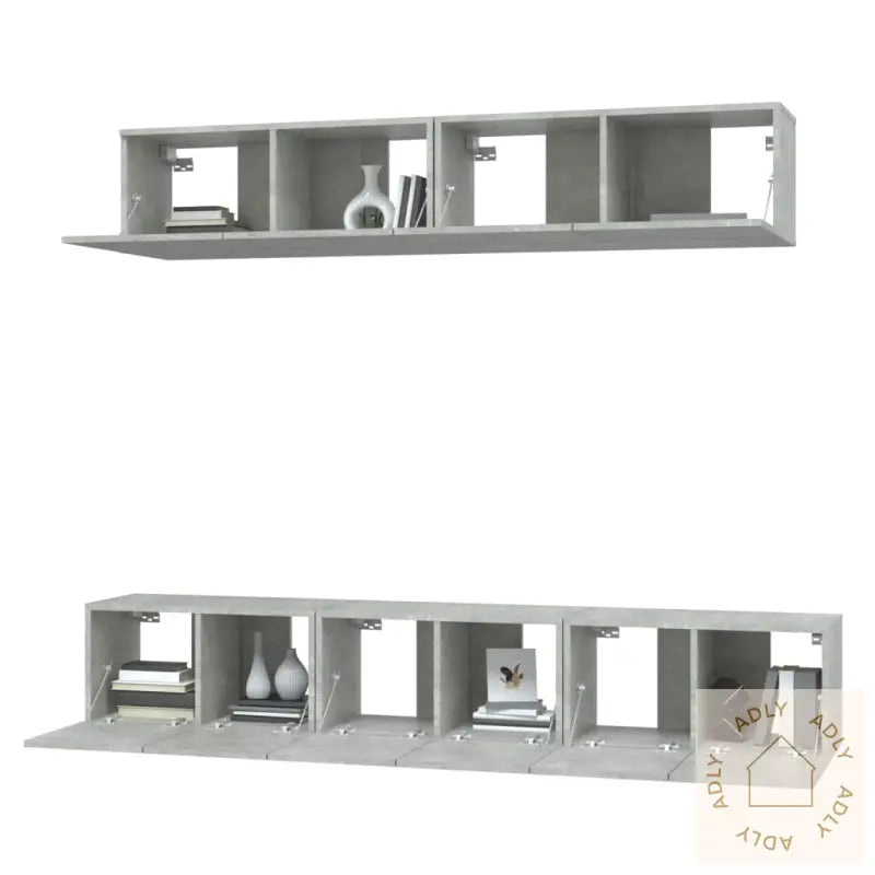 Tv-Skapsett 5 Deler Betonggrå Konstruert Tre