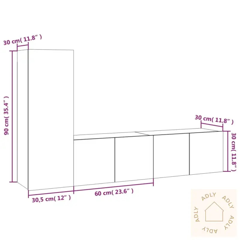 Tv-Skapsett 3 Deler Røkt Eik Konstruert Tre