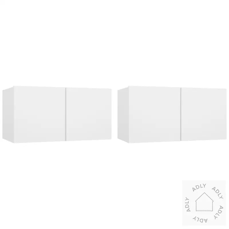 Tv-Benksett 4 Deler Hvit Konstruert Tre