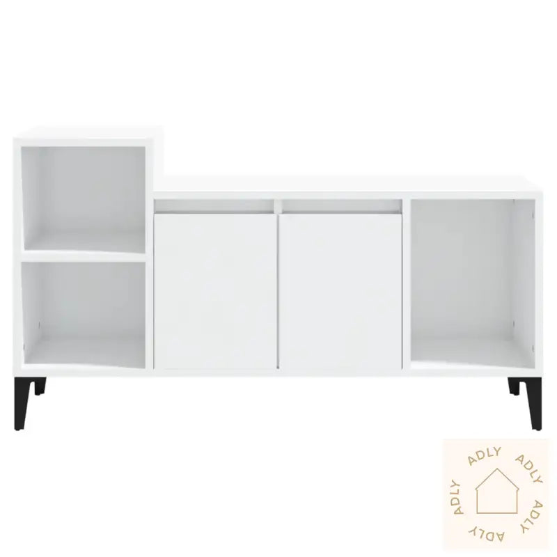 Tv-Benk Høyglans Hvit 100X35X55 Cm Konstruert Tre