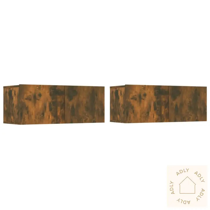 Tv-Skapsett 4 Deler Røkt Eik Konstruert Tre