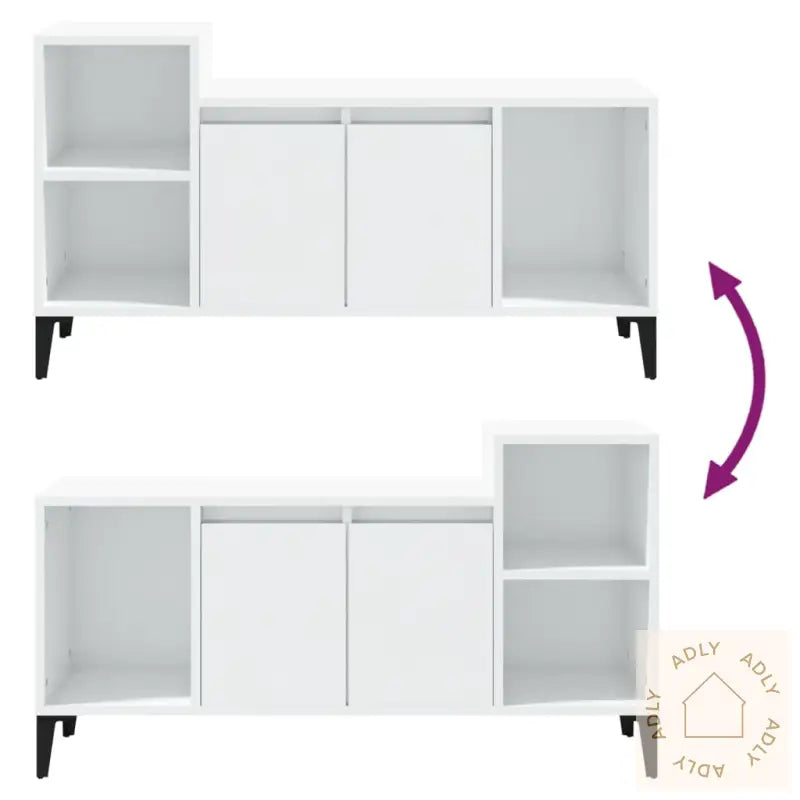 Tv-Benk Høyglans Hvit 100X35X55 Cm Konstruert Tre