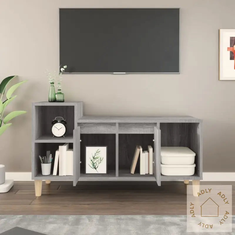 Tv-Benk Grå Sonoma 100X35X55 Cm Konstruert Tre