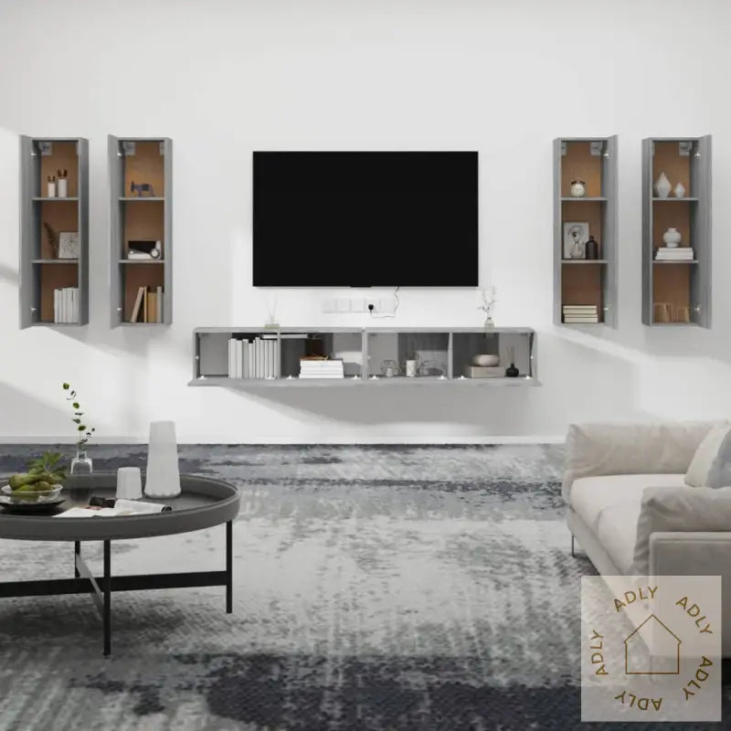 Tv-Skapsett 6 Deler Grå Sonoma Konstruert Tre