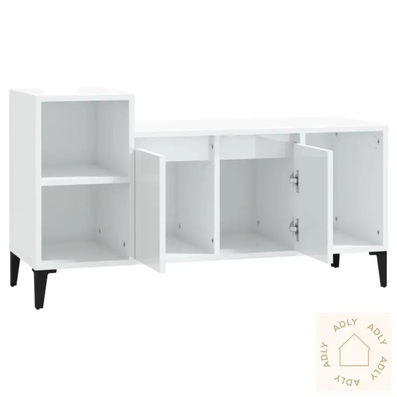 Tv-Benk Høyglans Hvit 100X35X55 Cm Konstruert Tre