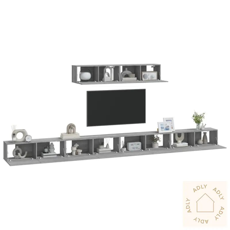 Tv-Skapsett 6 Deler Grå Sonoma Konstruert Tre