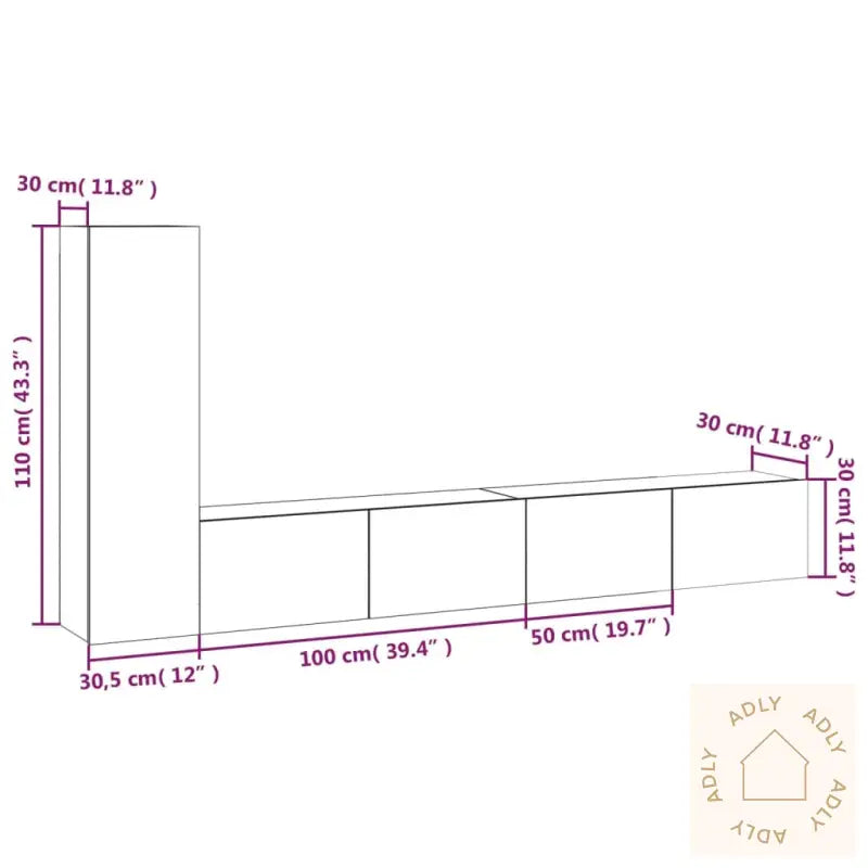 Tv-Skapsett 3 Deler Hvit Konstruert Tre