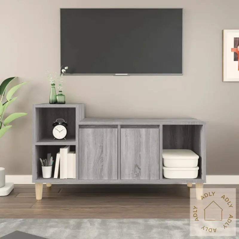 Tv-Benk Grå Sonoma 100X35X55 Cm Konstruert Tre