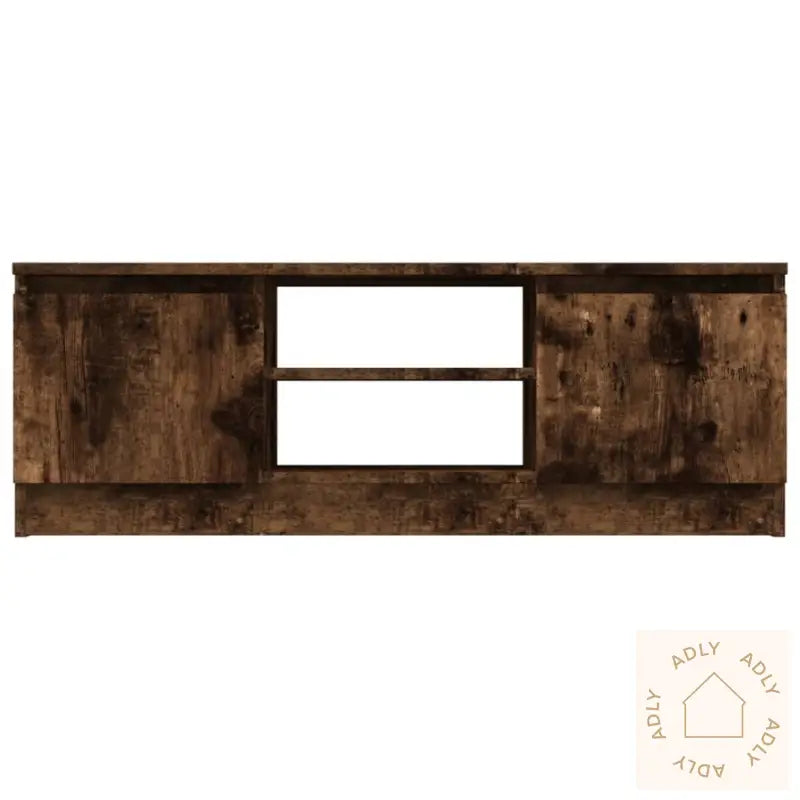 Tv-Benk Med Dør Røkt Eik 102X30X36 Cm