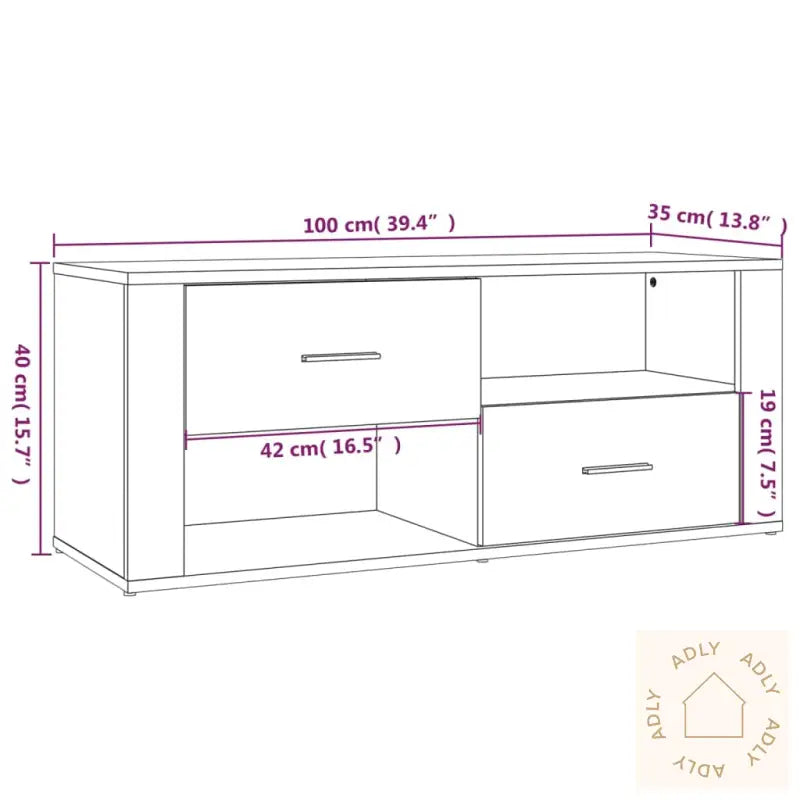 Tv-Benk Røkt Eik 100X35X40 Cm Konstruert Tre