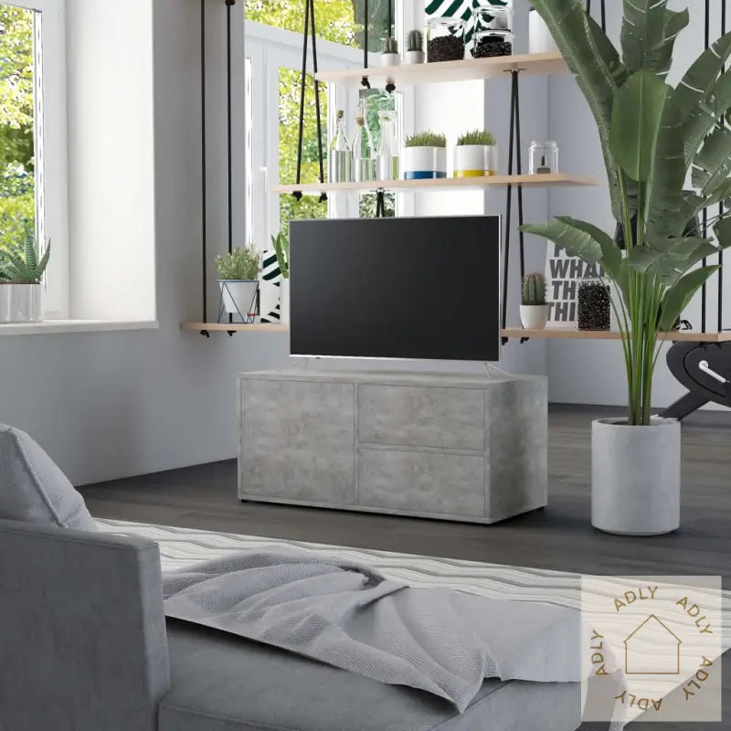 Tv-Benk Betonggrå 80X34X36 Cm Konstruert Tre