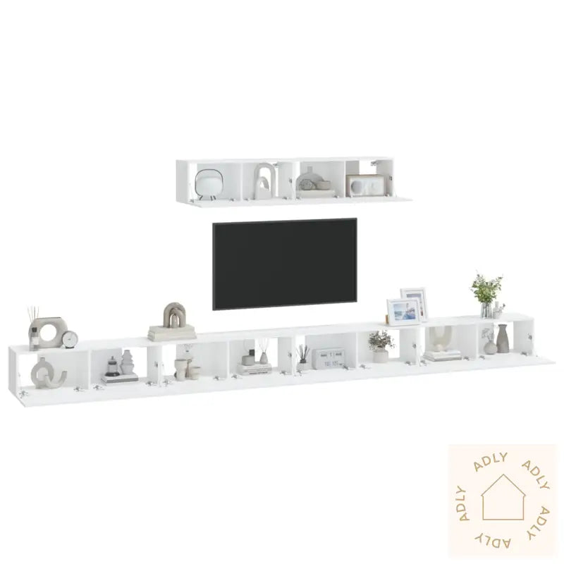 Tv-Skapsett 6 Deler Hvit Konstruert Tre