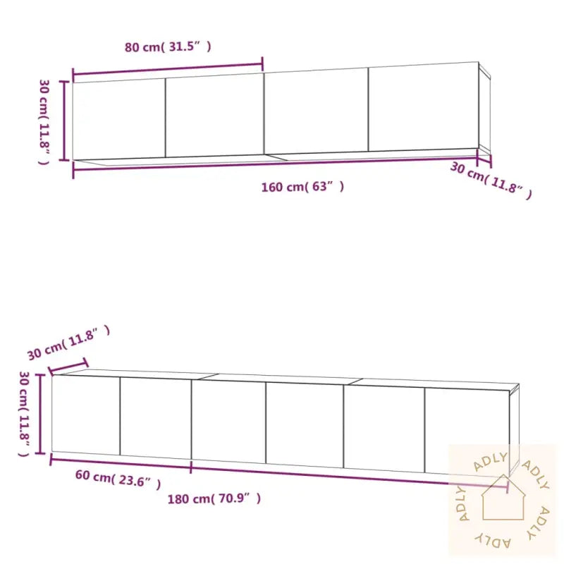 Tv-Skapsett 5 Deler Betonggrå Konstruert Tre