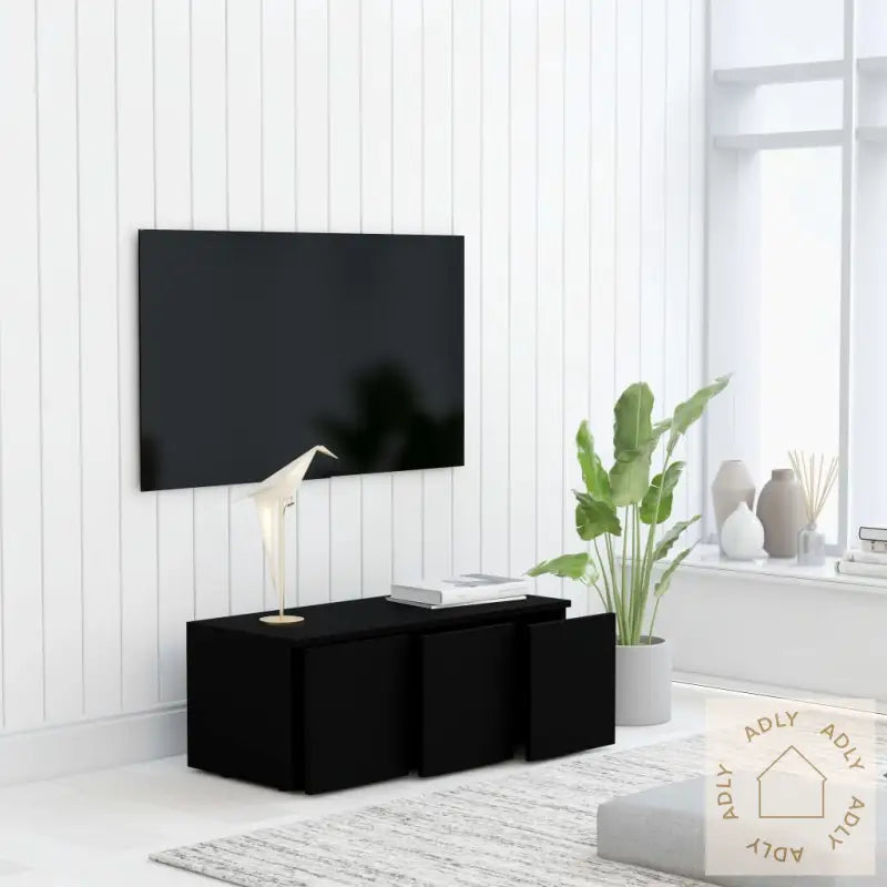 Tv-Benk Svart 80X34X30 Cm Konstruert Tre