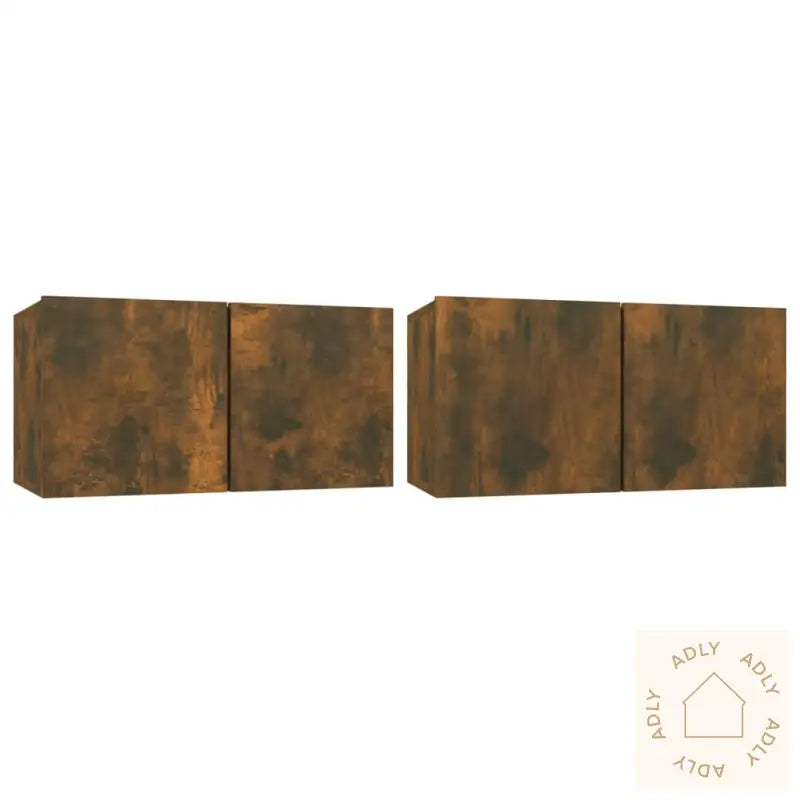 Tv-Skapsett 4 Deler Røkt Eik Konstruert Tre