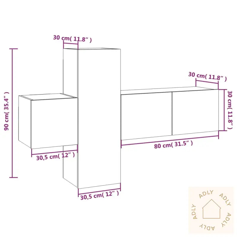 Tv-Skapsett 3 Deler Røkt Eik Konstruert Tre