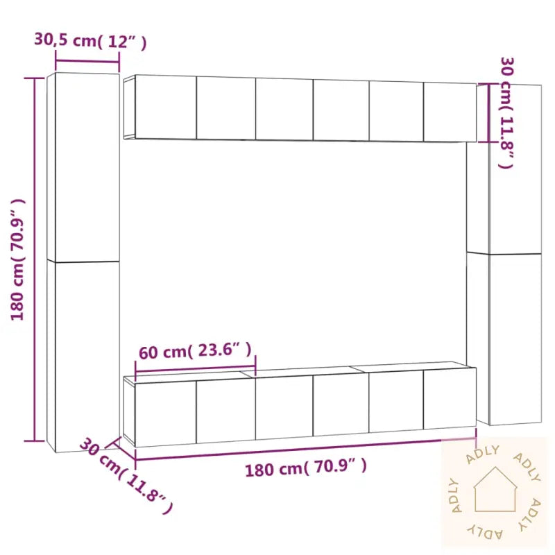 Tv-Skapsett 10 Deler Røkt Eik Konstruert Tre