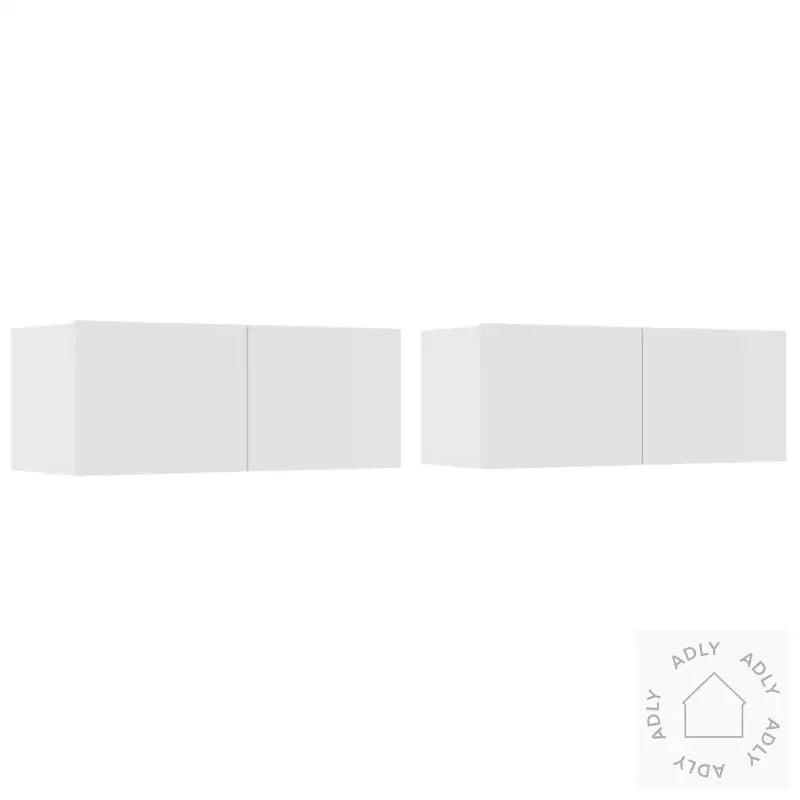 Tv-Benksett 4 Deler Hvit Konstruert Tre