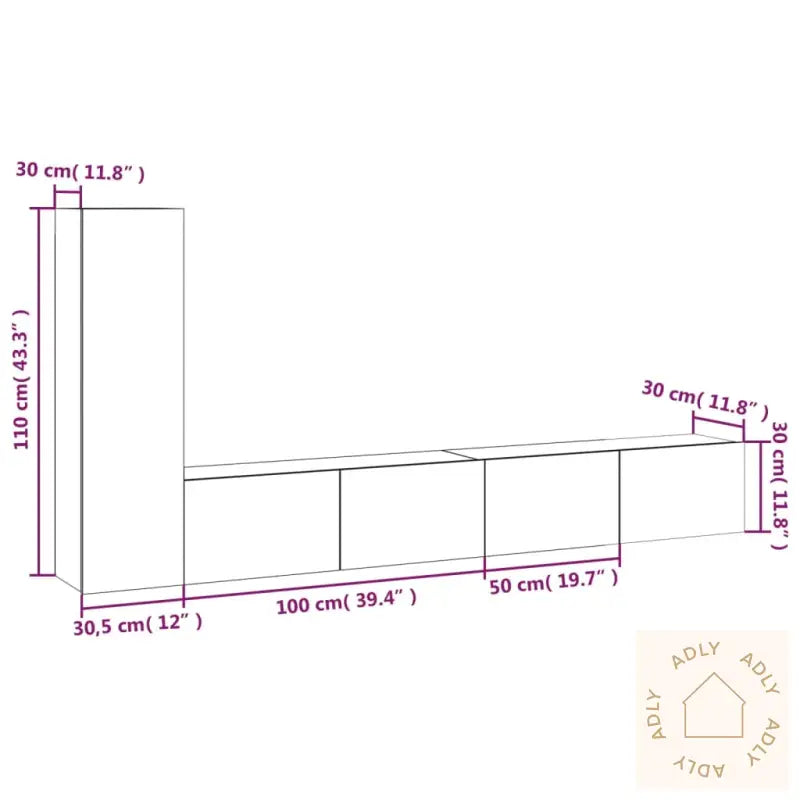 Tv-Skapsett 3 Deler Betonggrå Konstruert Tre