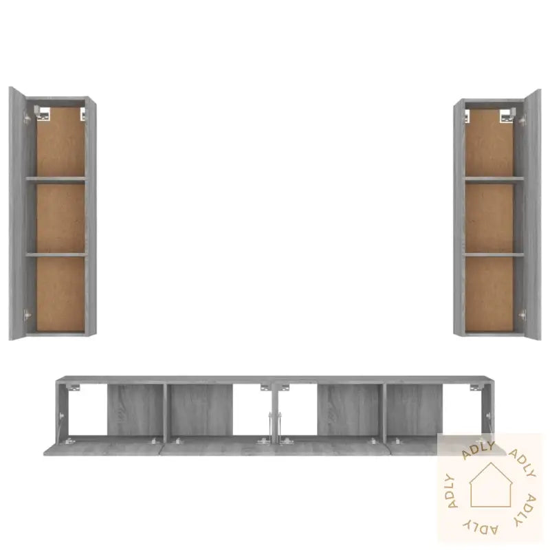 Tv-Skapsett 4 Deler Grå Sonoma Konstruert Tre