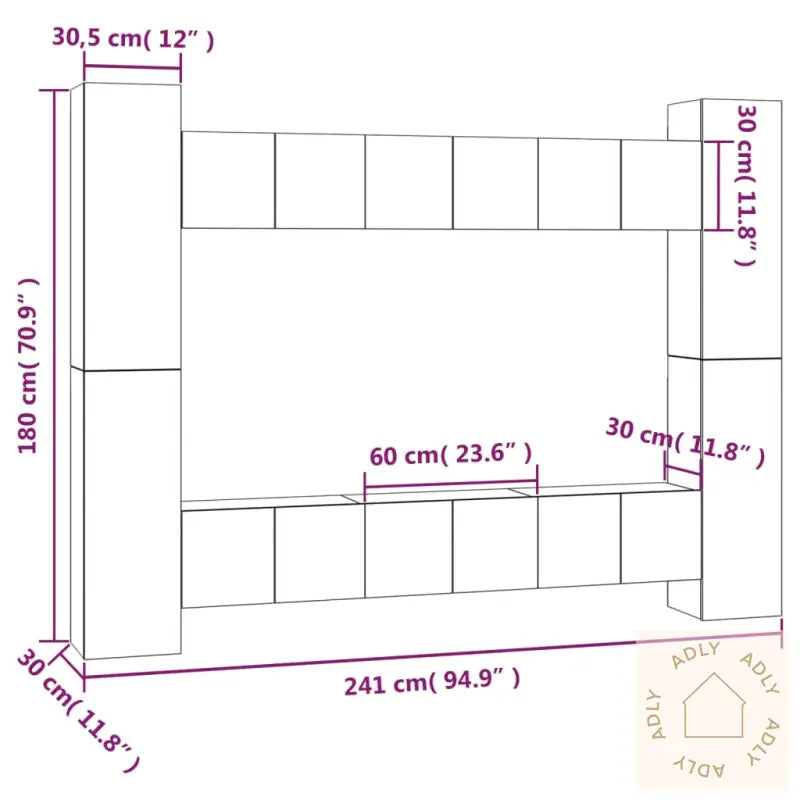 Tv-Skapsett 10 Deler Røkt Eik Konstruert Tre