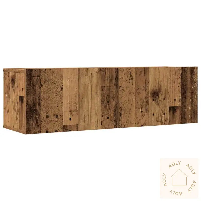 Tv-Skapsett 9 Deler Veggmontert Gammelt Tre Konstruert Tre