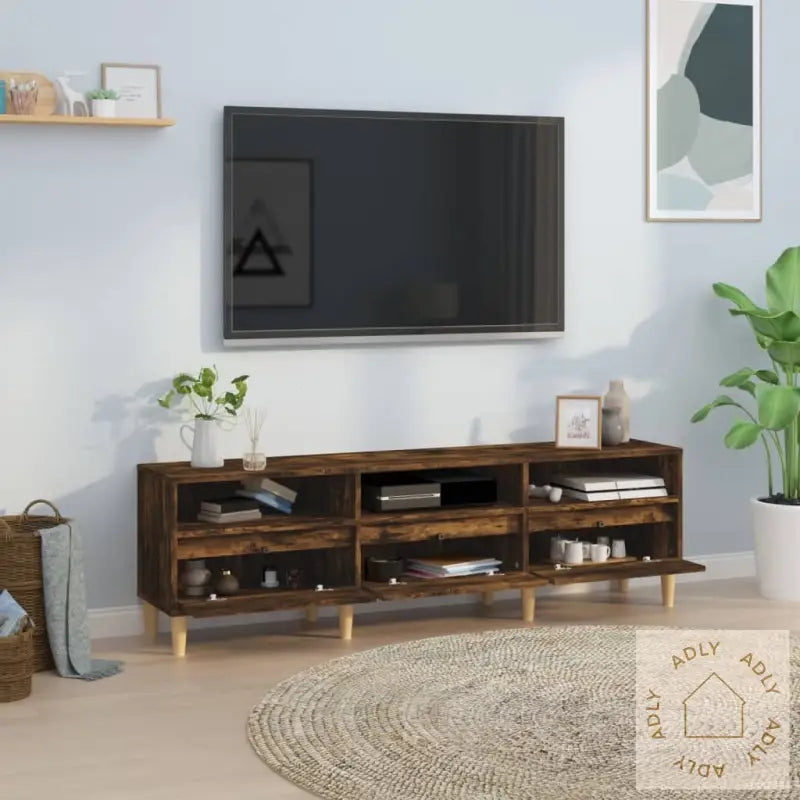 Tv-Benk Røkt Eik 150X30X44,5 Cm Konstruert Tre