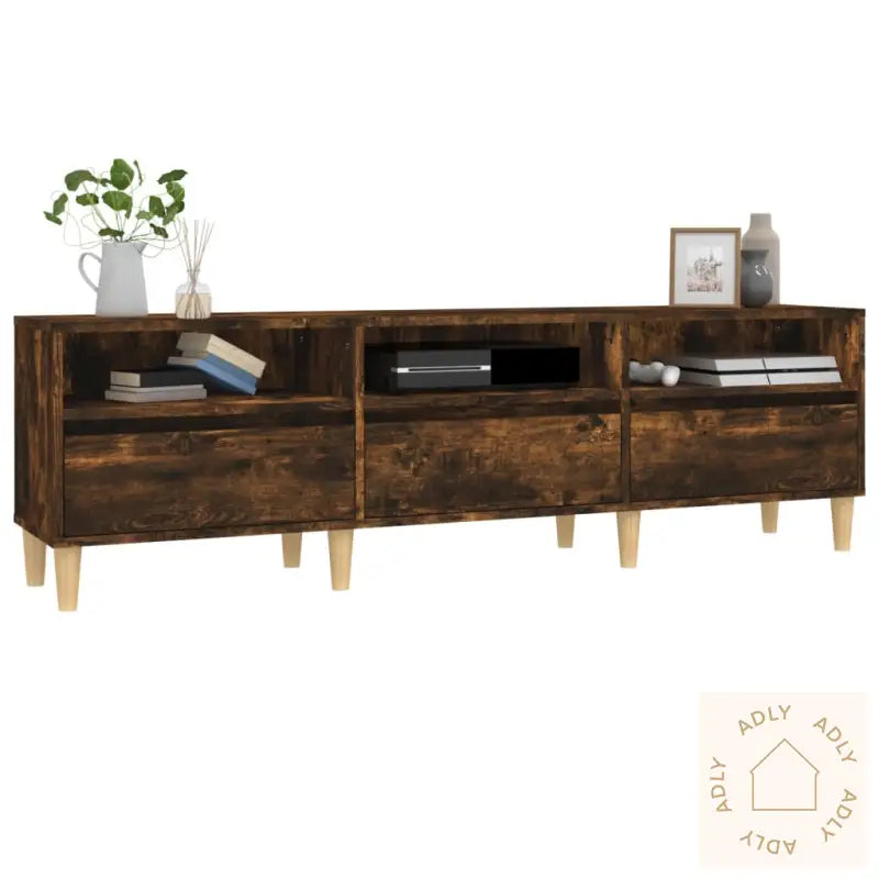 Tv-Benk Røkt Eik 150X30X44,5 Cm Konstruert Tre