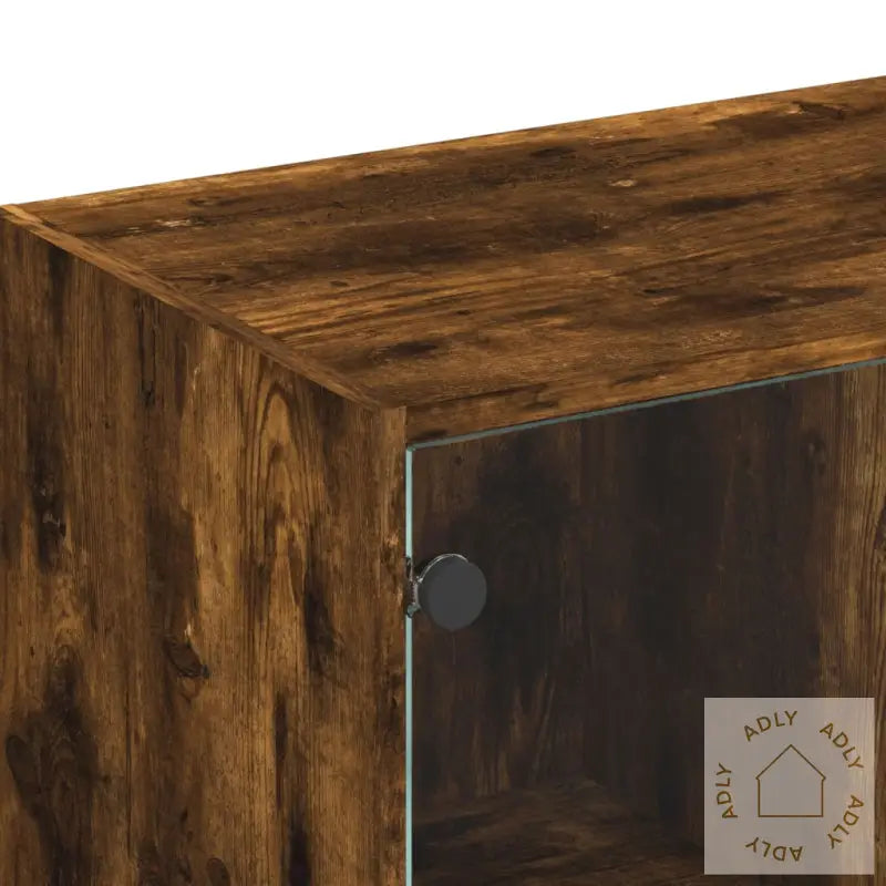 Tv-Benk Med Dør Røkt Eik 102X37X42 Cm