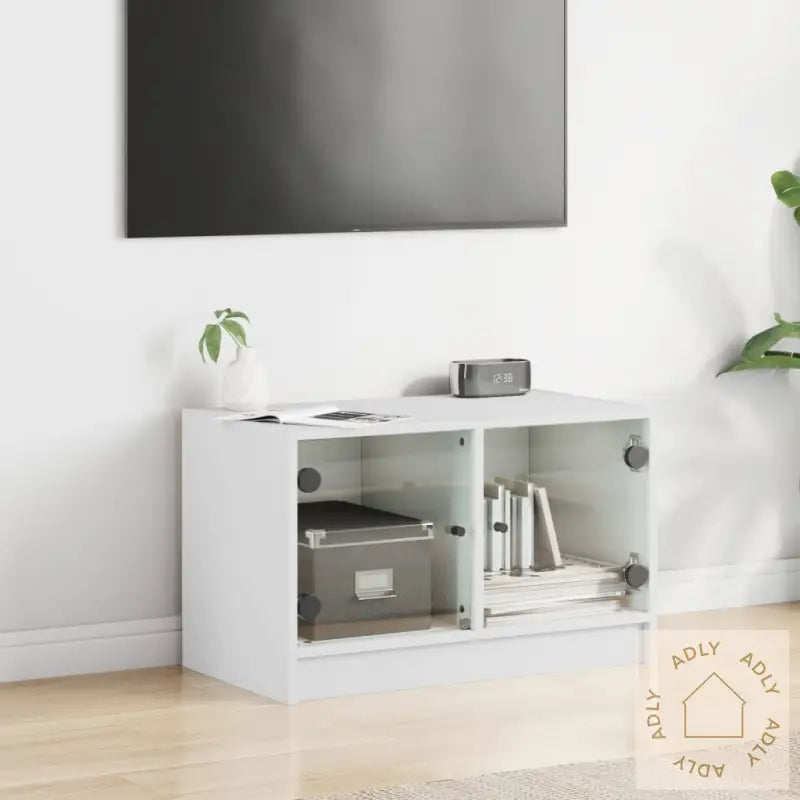 Tv-Benk Med Dør Hvit 68X37X42 Cm