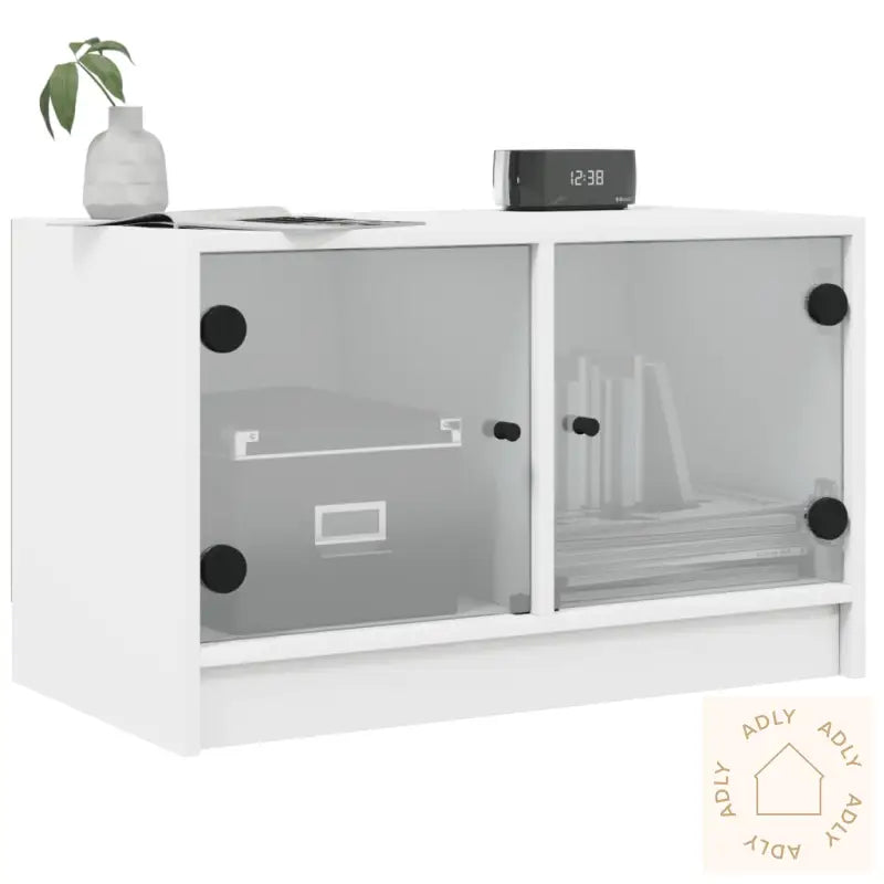 Tv-Benk Med Dør Hvit 68X37X42 Cm