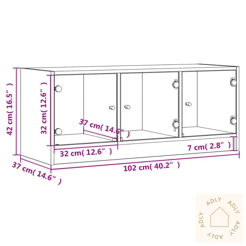 Tv-Benk Med Dør Røkt Eik 102X37X42 Cm