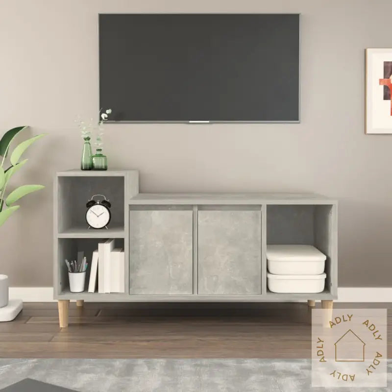 Tv-Benk Betonggrå 100X35X55 Cm Konstruert Tre