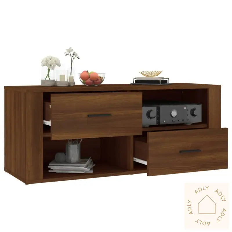 Tv-Benk Sonoma Eik 100X35X40 Cm Konstruert Tre