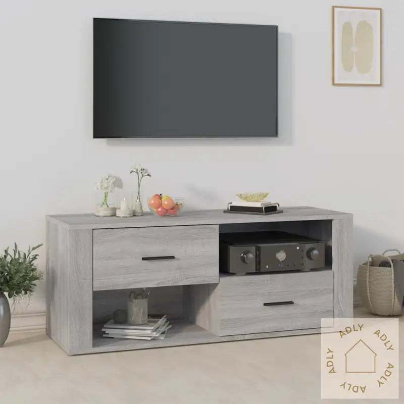 Tv-Benk Grå Sonoma 100X35X40 Cm Konstruert Tre