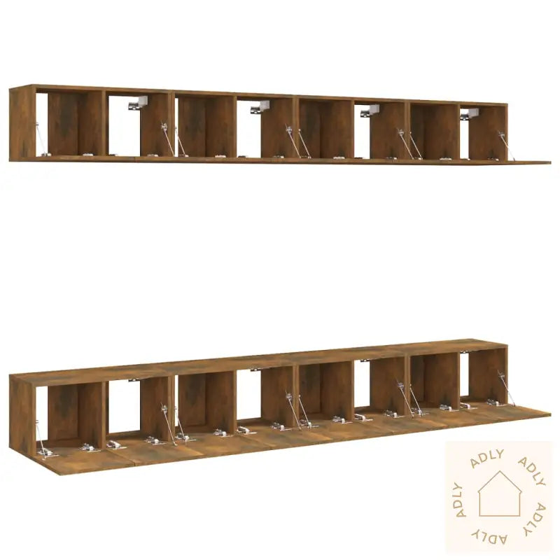 Tv-Benker 8 Stk Røkt Eik 60X30X30 Cm Konstruert Tre